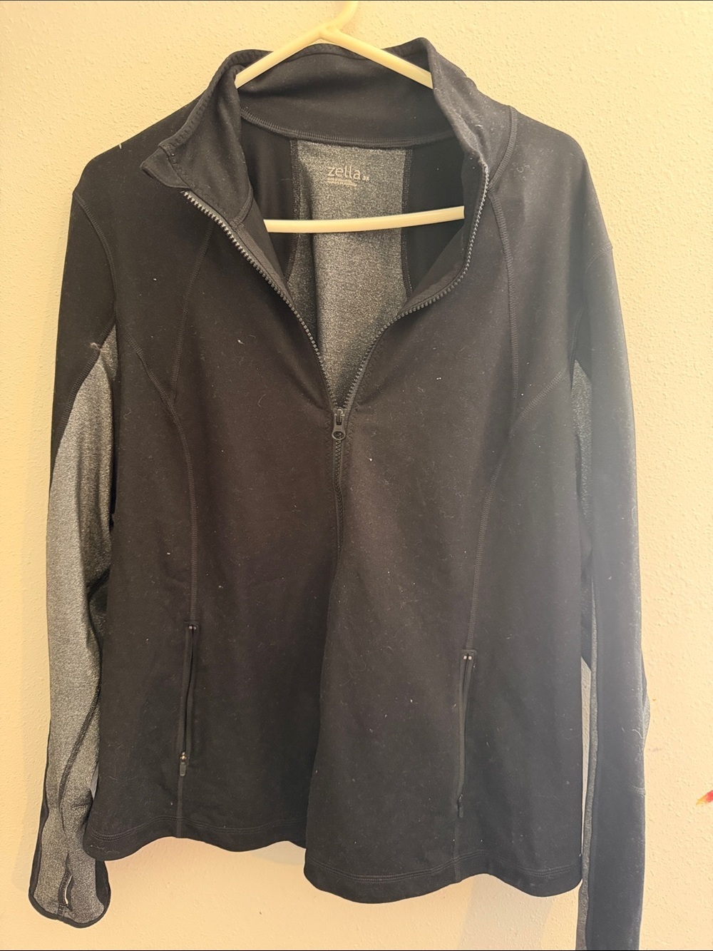 Zella Black & silver Zip-Front Athletic Pullover